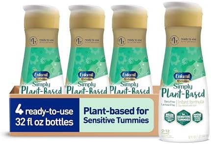 Enfamil Prosobee Plant based Baby Formula, for Sensitive Tummies, Soy-based Plant Sourced Protein, Vitamins for Immune Support, Lactose-free, Milk free, Gluten free, 32 Fl Oz Bottle (4 count) : Baby