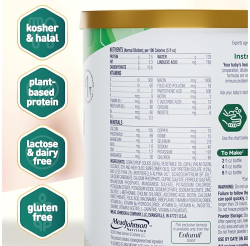 Enfamil Prosobee Plant based Baby Formula, for Sensitive Tummies, Soy-based Plant Sourced Protein, Vitamins for Immune Support, Lactose-free, Milk free, Gluten free, 20.9 Oz Can - Image 3