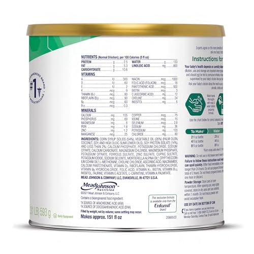 Enfamil Prosobee Plant based Baby Formula, for Sensitive Tummies, Soy-based Plant Sourced Protein, Vitamins for Immune Support, Lactose-free, Milk free, Gluten free, 20.9 Oz Can - Image 21