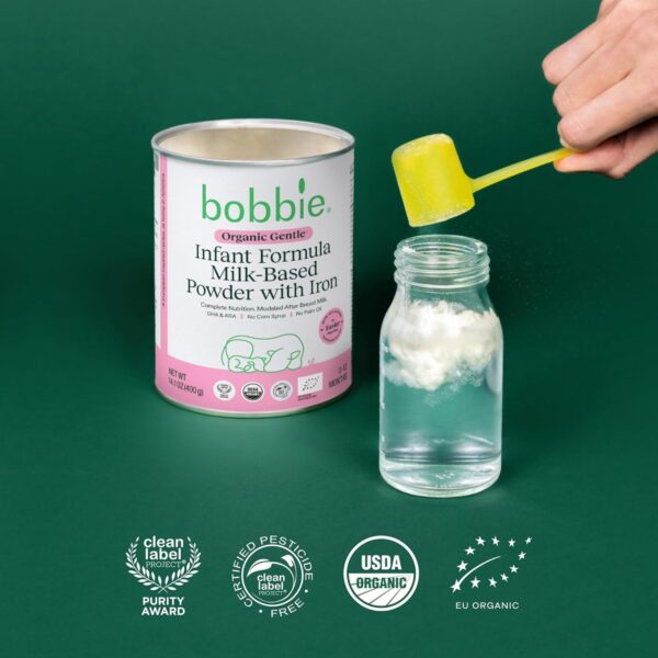 Bobbie Fussy Feeding Kit, Organic Gentle Infant Formula Milk Based Powder with Iron, DHA, Vitamin D & 100% Lactose (14.1 oz) Baby Probiotic Drops 1 Billion CFU (0.27 fl oz) Newborn Baby-12 Months Old : Baby - Image 2