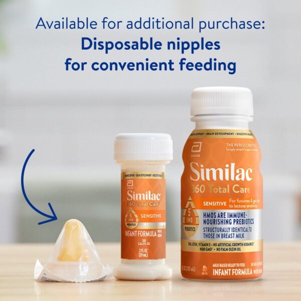 Similac 360 Total Care Sensitive Infant Formula for Fussiness & Gas Due to Lactose Sensitivity, Has 5 HMO Prebiotics, Baby Formula, Ready to Feed, 2-fl-oz Bottle, Pack of 48 - Image 22