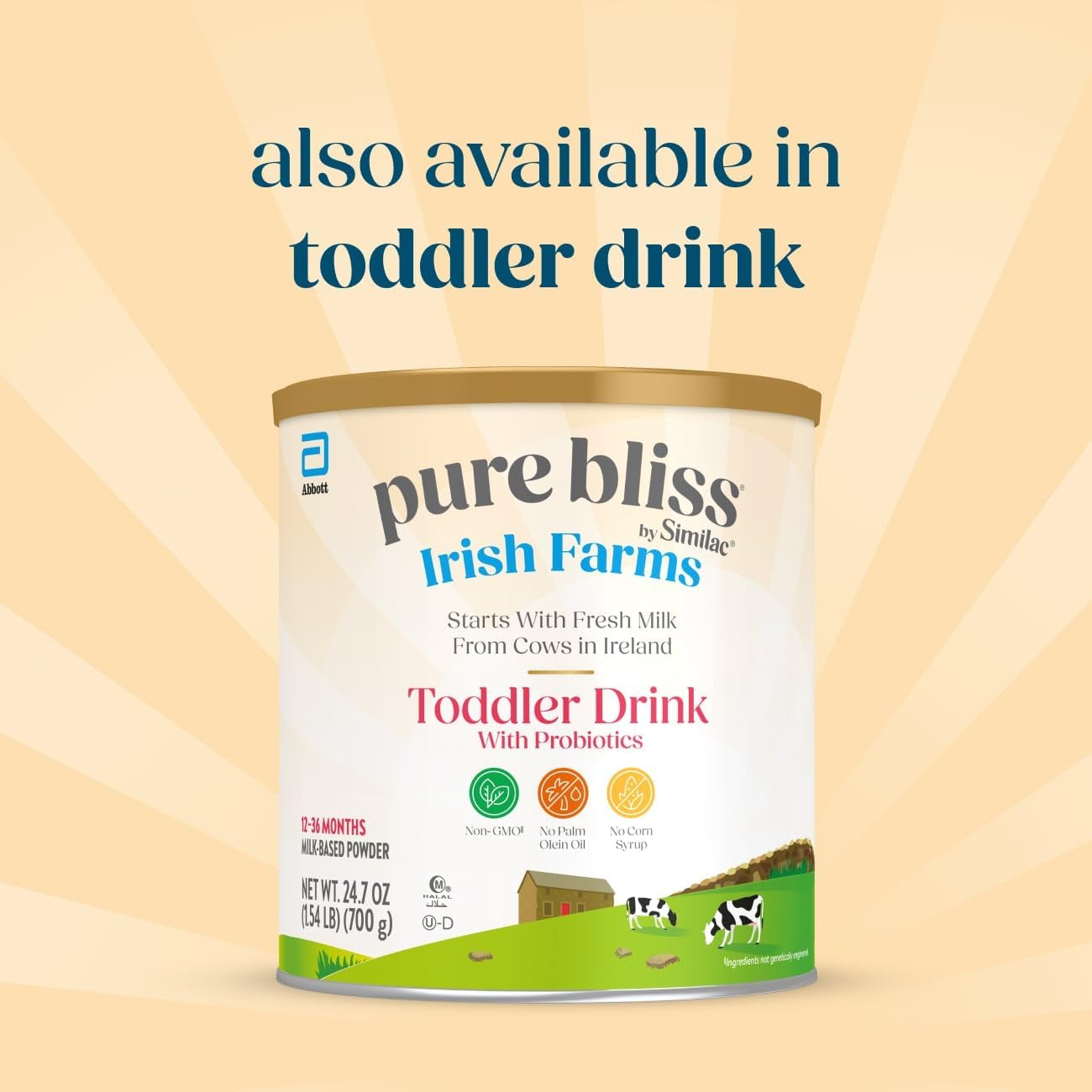 Pure Bliss Irish Farms, Easy-to-Digest Baby Formula, Infant Formula, 0-12 Months, 24.7-oz Can - Image 12