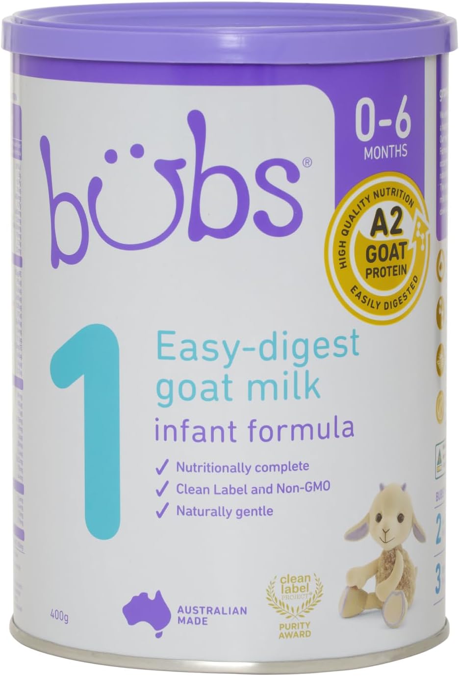 Bubs Goat Milk Infant Formula Stage 1, Infants 0-6 months, Made with Fresh Goat Milk, 14.1 oz : Baby