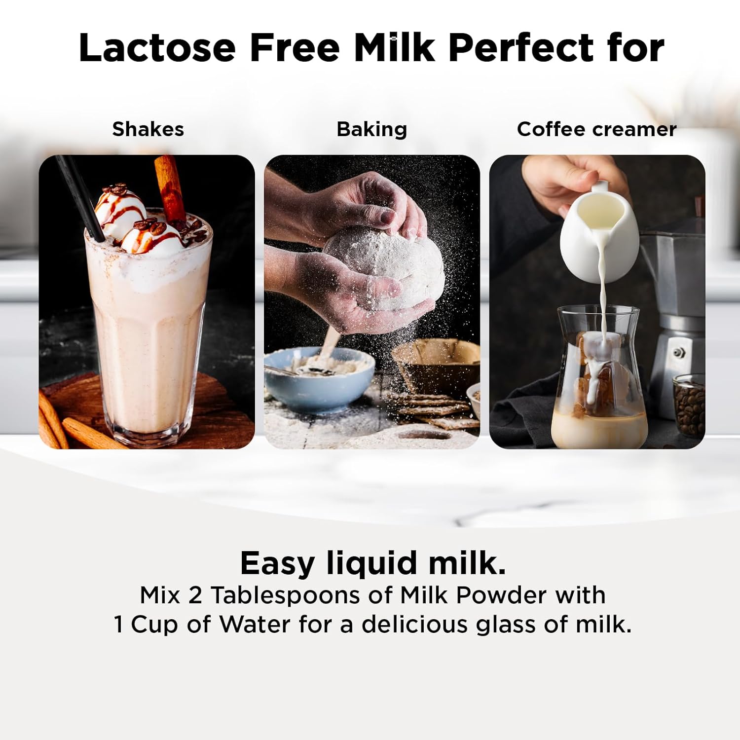 Healthier Comforts Lactose Free Whole Milk Powder | Non-GMO, rBST Hormone Free, Kosher, Gluten Free, No Fillers | Baking, Coffee Creamer, Shakes, Pantry Staple, Camping | Makes 14 cups (7 oz) : Grocery & Gourmet Food - Image 13