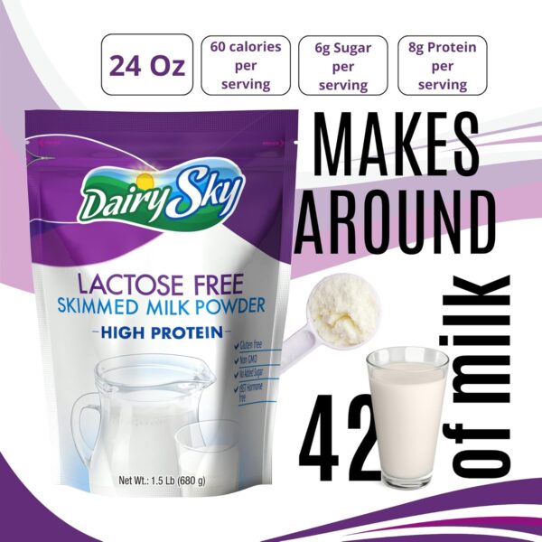 DairySky Lactose Free Milk Powder 24 Oz - Non GMO Fat Free Powdered Milk for Baking & Coffee, Kosher with Protein & Calcium | Great Substitute for Liquid Milk | RBST Hormone - Free - 1 Pack : Grocery & Gourmet Food - Image 4