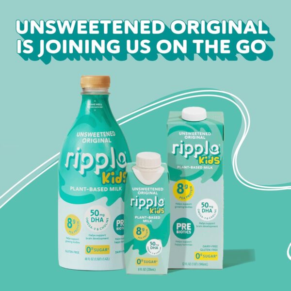 Ripple Kids Unsweetened Plant Based Milk | Pediatrician Recommended | 8g Pea Protein | Shelf Stable | Vegan & Non GMO Certififed | Dairy, Soy, Nut, Gluten, and Lactose Free | 8 Fl Oz (Pack of 12) : Grocery & Gourmet Food - Image 9