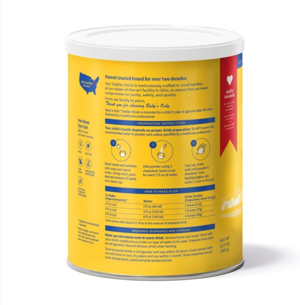Baby's Only Goat Milk Toddler Drink, Toddler Drink, Goats Milk Powder, Non GMO with DHA, Iron, Vitamin D, Naturally Occurring Prebiotics, ARA, Toddlers 12 Months Old and Up, Easy to Digest Goat Milk, 12.7 oz, 1 Pack : Baby - Image 3