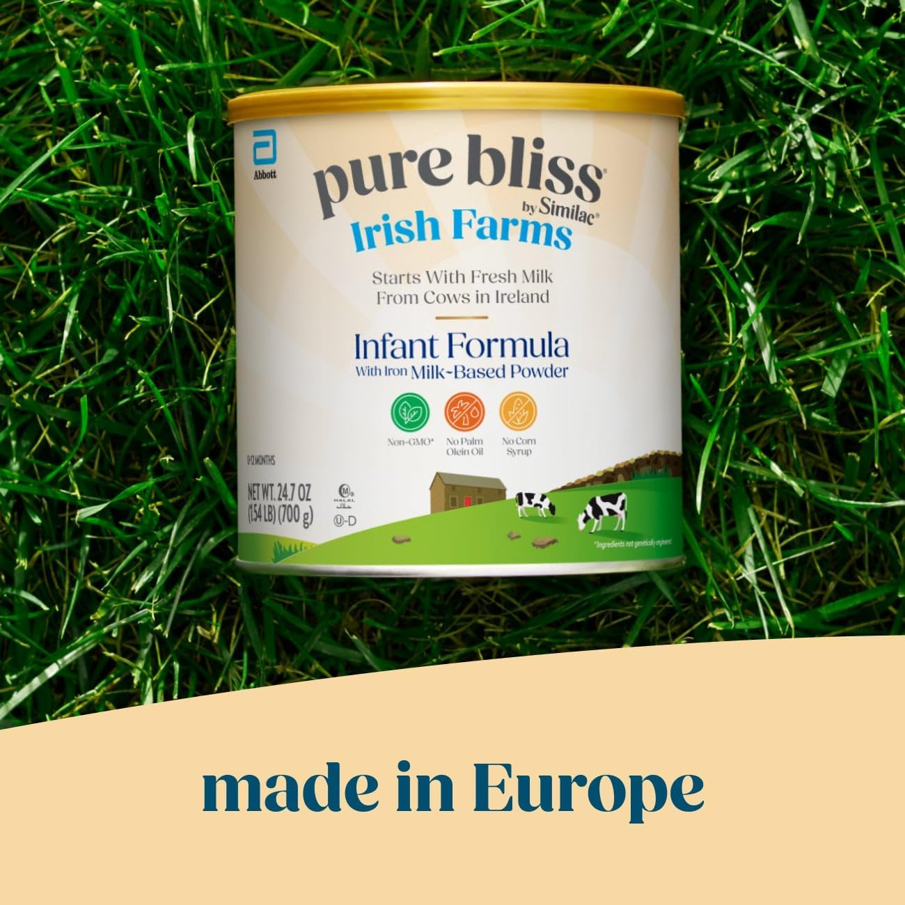 Pure Bliss Irish Farms, Easy-to-Digest Baby Formula, Infant Formula, 0-12 Months, 24.7-oz Can - Image 3