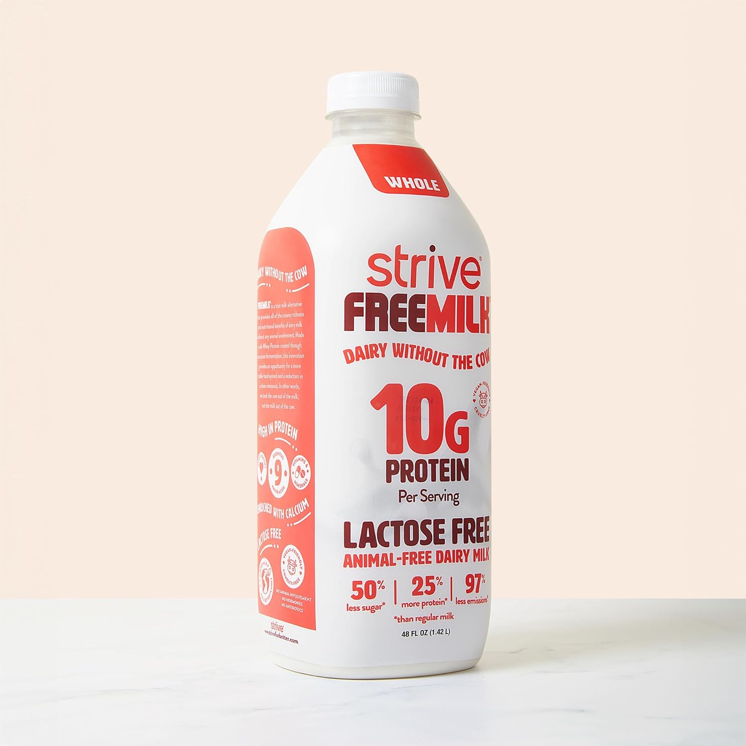 Strive FREEMILK, Animal-Free Dairy Milk, 48 oz Carton (Pack of 6), Lactose Free, 10g Protein per Serving, Alt Milk, Shelf Stable, Precision Fermentation, Vegan-Friendly : Grocery & Gourmet Food - Image 5
