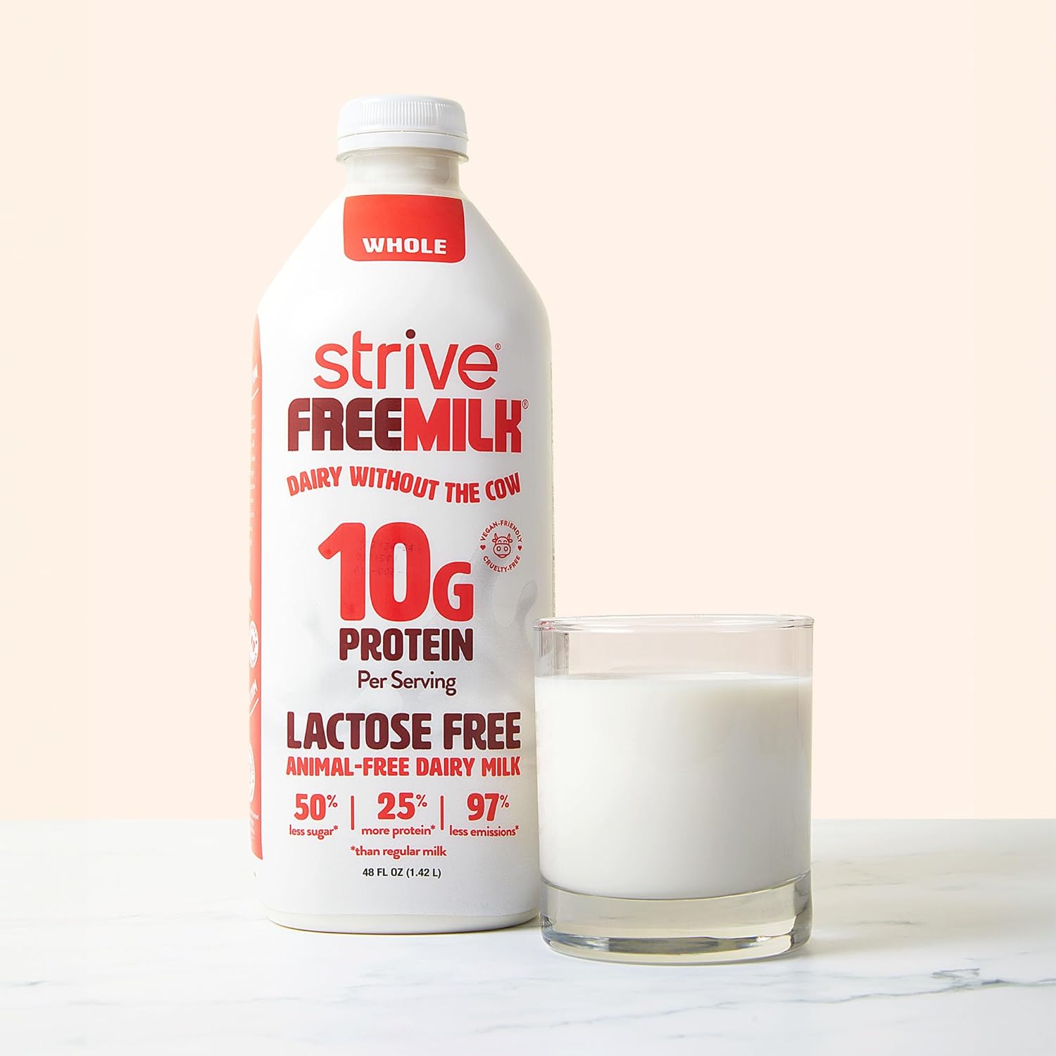Strive FREEMILK, Animal-Free Dairy Milk, 48 oz Carton (Pack of 6), Lactose Free, 10g Protein per Serving, Alt Milk, Shelf Stable, Precision Fermentation, Vegan-Friendly : Grocery & Gourmet Food - Image 3