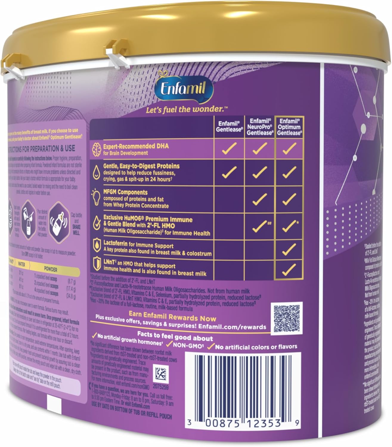 Enfamil Optimum (Enspire) Gentlease, Our Closest Formula to Breast Milk, Immune-Supporting Lactoferrin and Brain-Supporting DHA Baby Formula - Powder 19.5 Oz Tub : Baby - Image 10
