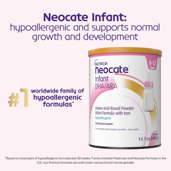 Nutricia Neocate Infant - Hypoallergenic, Amino Acid-Based Baby Formula - Well-Tolerated & Supports Normal Growth - Infant Formula with DHA, ARA & Iron - 14.1 oz can (Pack of 1) : Baby - Image 3