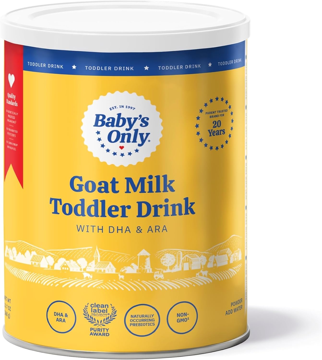Baby's Only Goat Milk Toddler Drink, Toddler Drink, Goats Milk Powder, Non GMO with DHA, Iron, Vitamin D, Naturally Occurring Prebiotics, ARA, Toddlers 12 Months Old and Up, Easy to Digest Goat Milk, 12.7 oz, 1 Pack : Baby