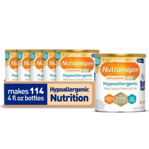 Enfamil Nutramigen Hypoallergenic Baby Formula with Iron, Lactose Free, Colic Relief from Cow's Milk Allergy Starts in 24 Hours, Brain Building DHA, Probiotic LGG for Immune Support, 12.6 Oz Can, Pack of 6