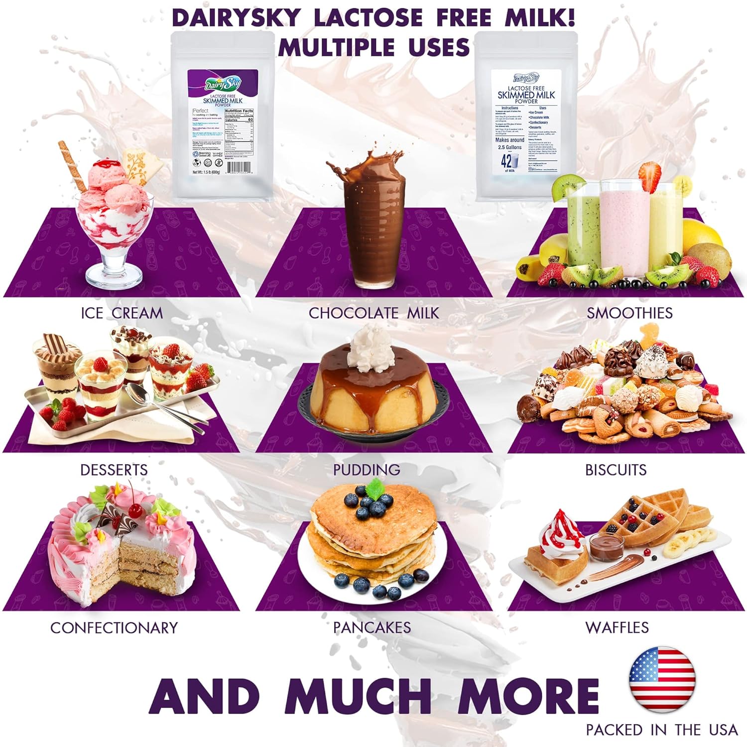 DairySky Lactose Free Milk Powder 24 Oz - Non GMO Fat Free Powdered Milk for Baking & Coffee, Kosher with Protein & Calcium | Great Substitute for Liquid Milk | RBST Hormone - Free - 1 Pack : Grocery & Gourmet Food - Image 6