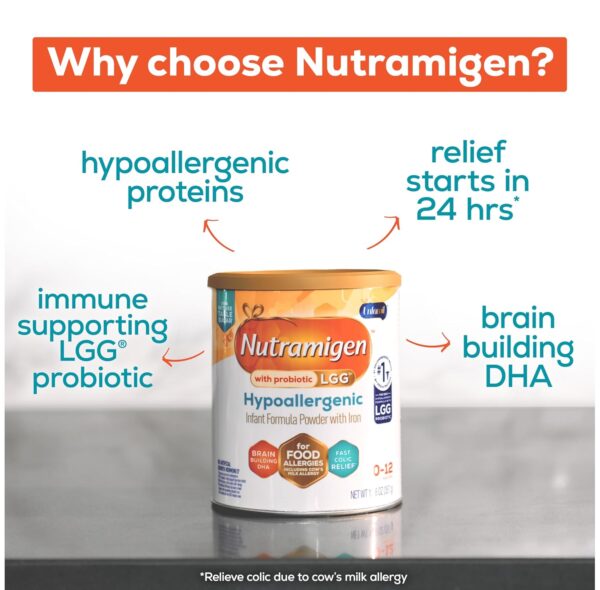 Enfamil Nutramigen Hypoallergenic Baby Formula with Iron, Lactose Free, Colic Relief from Cow's Milk Allergy Starts in 24 Hours, Brain Building DHA, Probiotic LGG for Immune Support, 12.6 Oz Can, Pack of 6 - Image 19