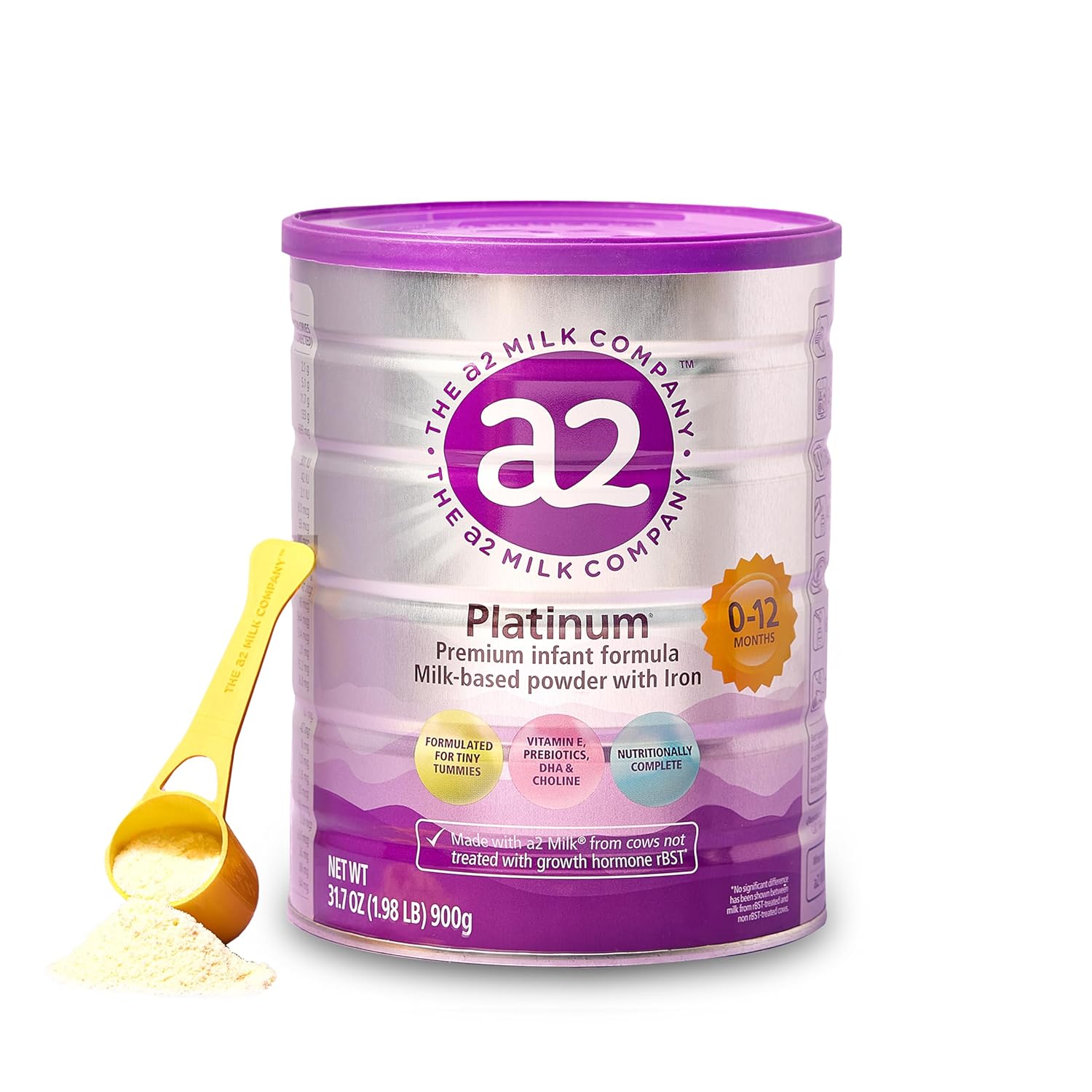 a2 Platinum® Premium Infant Formula for Babies Ages 0-12 Months, Whole Milk Powder-Based Formula with Iron, Nutritionally Complete, Made with Pure and Natural a2 Milk®, 31.7- oz Can : Baby - Image 2