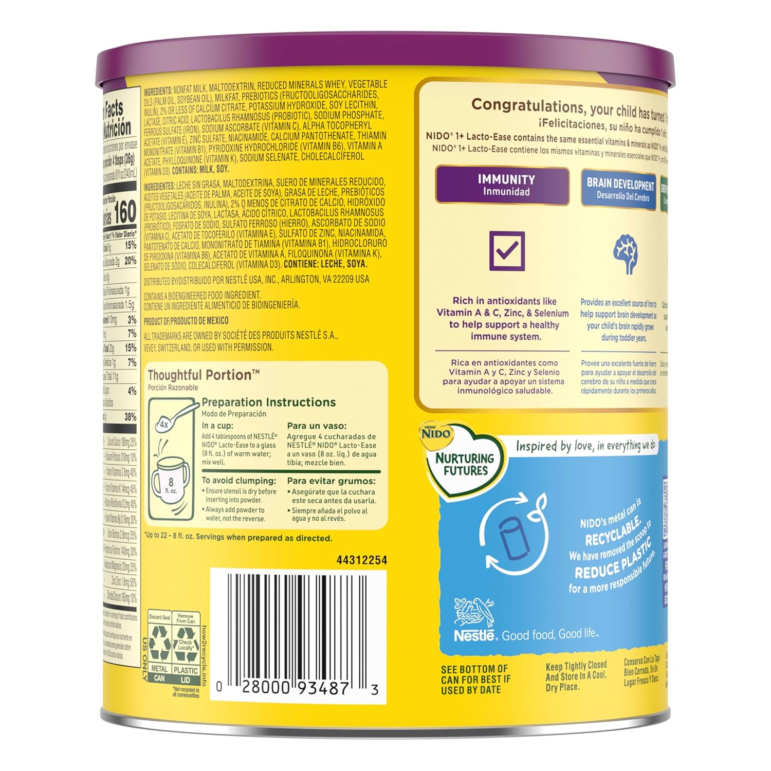 Nestlé NIDO Lacto-Ease Toddler Milk Beverage Powder Mix, Reduced Lactose, Toddler Nutritional Drink, Powdered Milk for Toddlers, 22 Servings per Container, 132 Total Servings, 6 Pack - Image 22