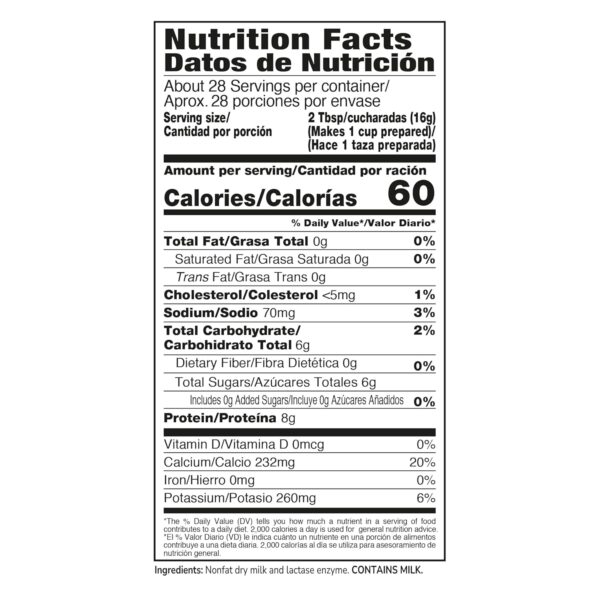 DairySky Lactose Free Milk Powder 16 Oz - Non GMO Fat Free Powdered Milk for Baking & Coffee, Kosher with Protein & Calcium, Great Substitute for Liquid Milk, RBST Hormone - Free - 1 Pack : Grocery & Gourmet Food - Image 2