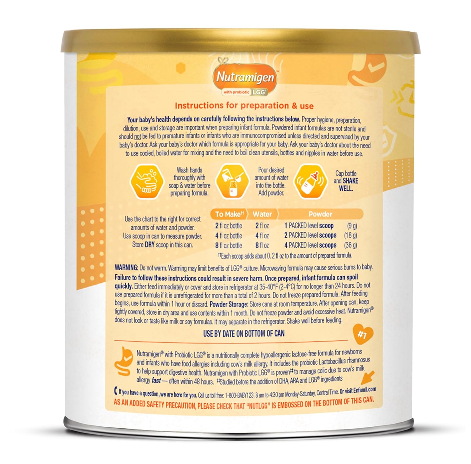 Enfamil Nutramigen Hypoallergenic Baby Formula with Iron, Lactose Free, Colic Relief from Cow's Milk Allergy Starts in 24 Hours, Brain Building DHA, Probiotic LGG for Immune Support, 12.6 Oz Can, Pack of 6 - Image 14