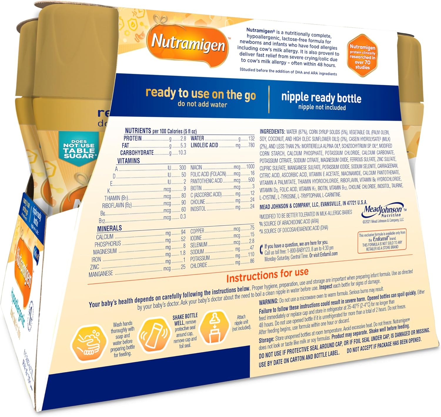 Enfamil Nutramigen Baby Formula, Hypoallergenic and Lactose Free Formula with Enflora LGG, Fast Relief from Severe Crying and Colic, Ready to Use Bottle, 8 Fl Oz (6 Count) : Baby - Image 11