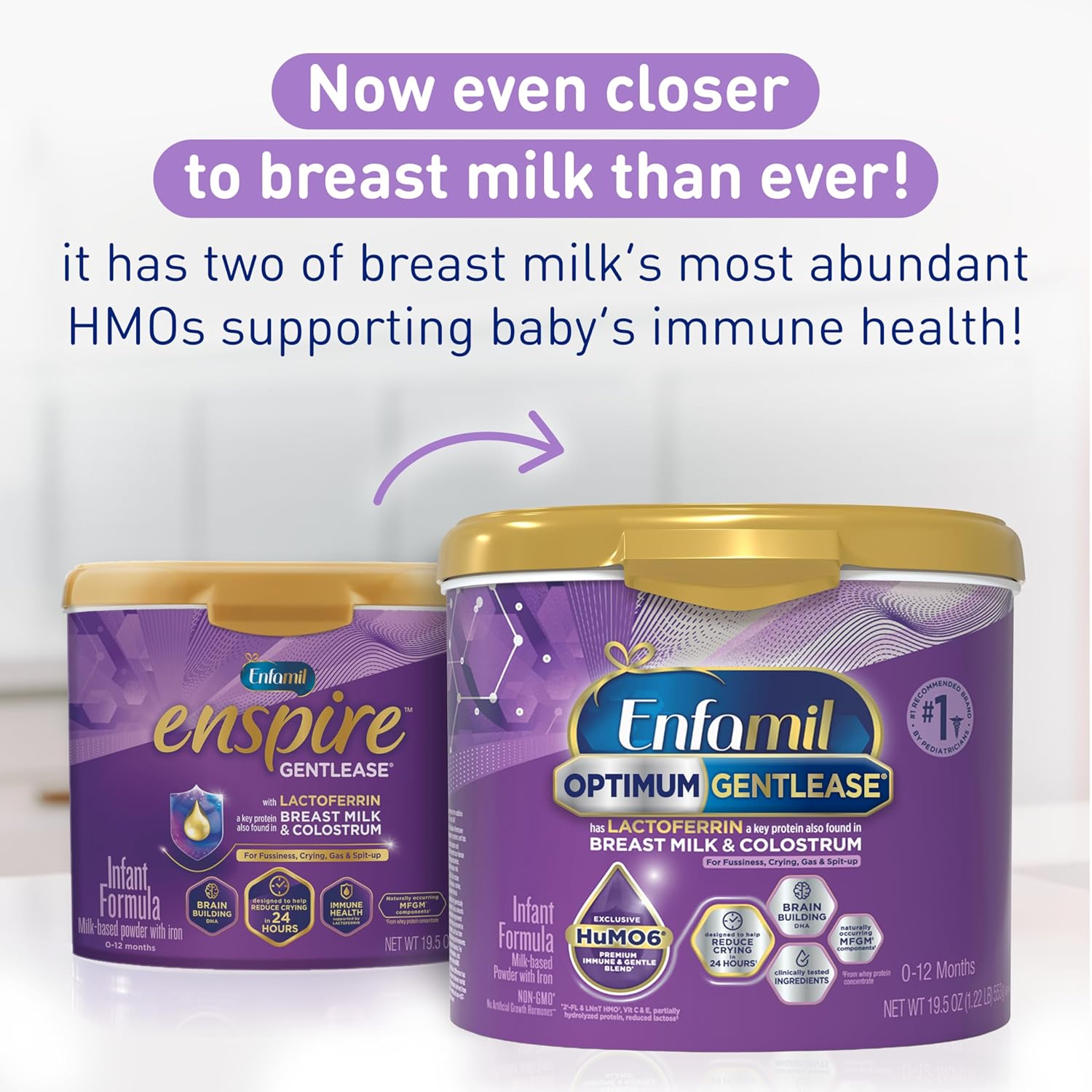 Enfamil Optimum (Enspire) Gentlease, Our Closest Formula to Breast Milk, Immune-Supporting Lactoferrin and Brain-Supporting DHA Baby Formula - Powder 19.5 Oz Tub : Baby - Image 14