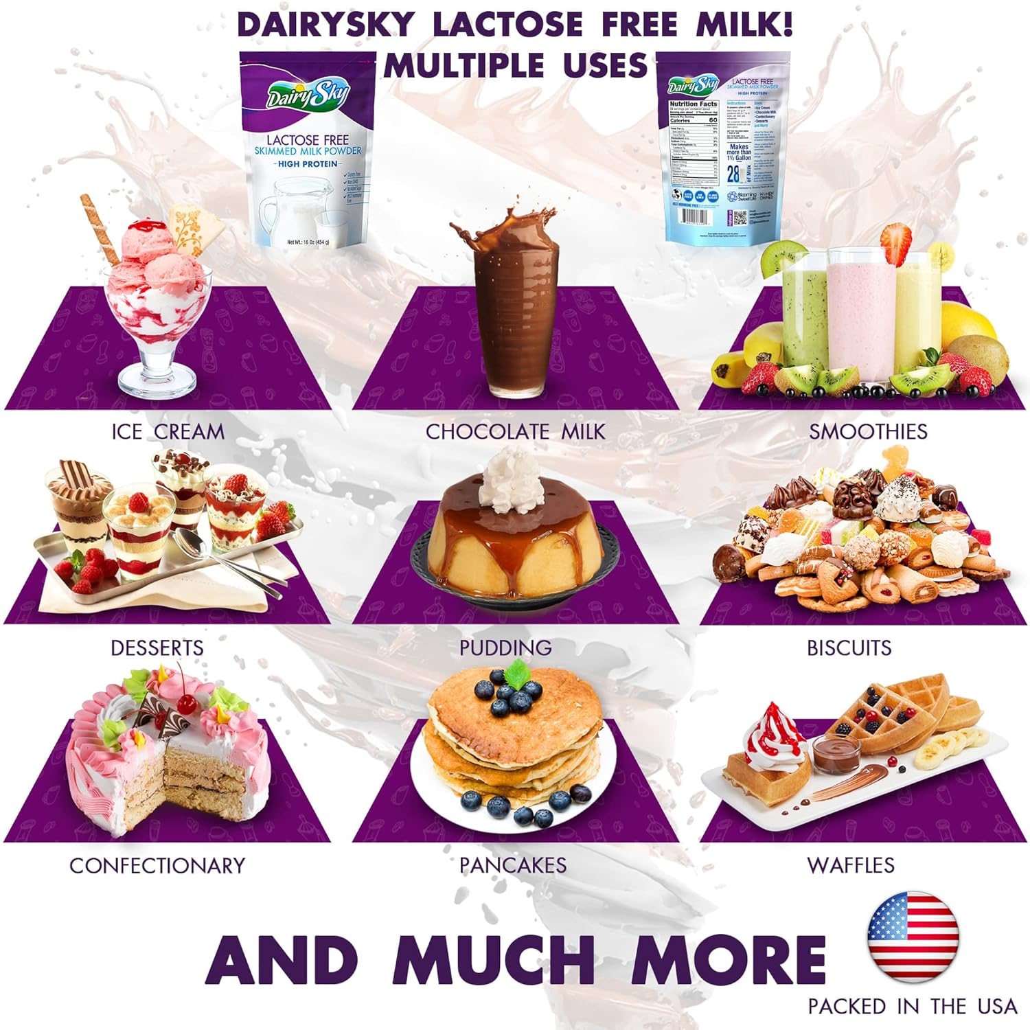 DairySky Lactose Free Milk Powder 16 Oz - Non GMO Fat Free Powdered Milk for Baking & Coffee, Kosher with Protein & Calcium, Great Substitute for Liquid Milk, RBST Hormone - Free - 1 Pack : Grocery & Gourmet Food - Image 11