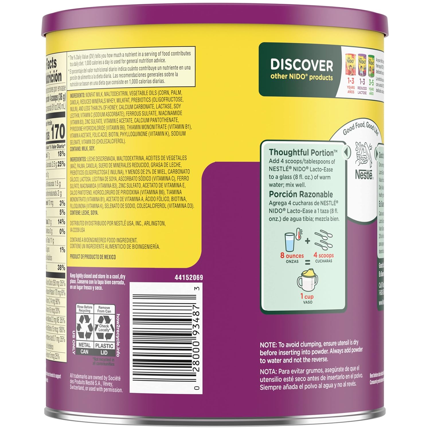 Nestlé NIDO Lacto-Ease Toddler Milk Beverage Powder Mix, Reduced Lactose, Toddler Nutritional Drink, Powdered Milk for Toddlers, 22 Servings per Container, 132 Total Servings, 6 Pack - Image 10