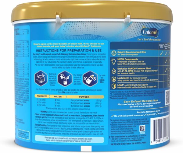 Enfamil Optimum (Enspire), Our Closest Formula to Breast Milk, Immune-Supporting Lactoferrin and Brain-Supporting DHA Baby Formula, Powder 20.5 Oz Tub - Image 11
