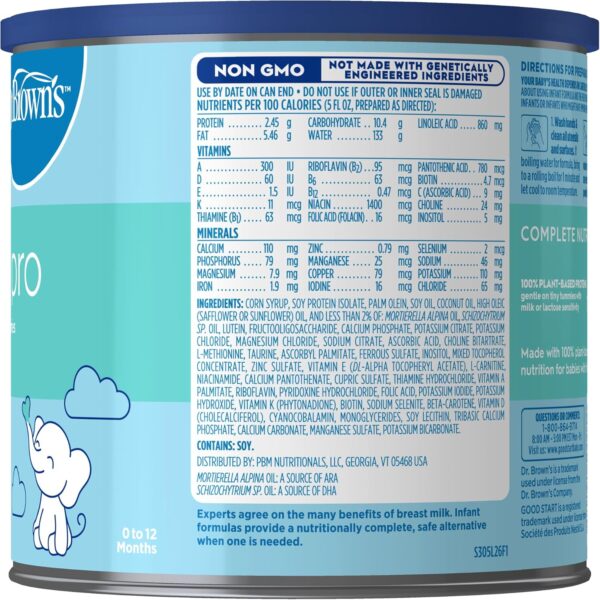 Good Start | Dr. Brown's Soy-ease Pro Baby Formula Powder, for Sensitive Tummies, Dairy Free and Lactose Free for Fussiness and Gas, Non-GMO, 20 Oz : Baby - Image 2