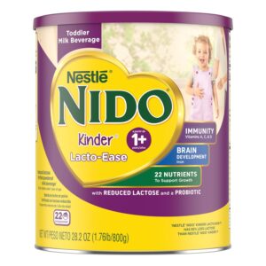 Nestlé NIDO Lacto-Ease Toddler Milk Beverage Powder Mix, Reduced Lactose, Toddler Nutritional Drink, Powdered Milk for Toddlers, 22 Servings per Container, 132 Total Servings, 6 Pack