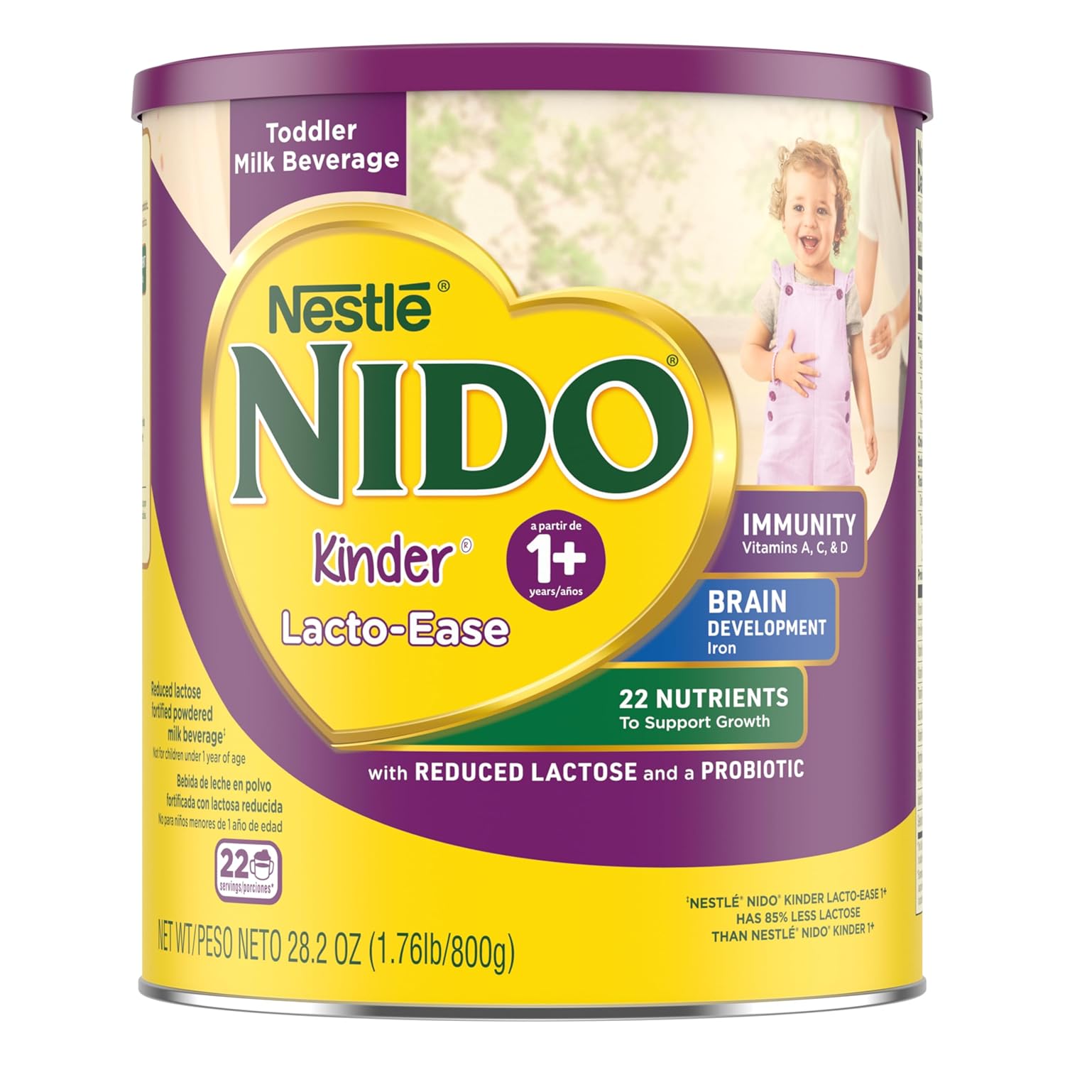 Nestlé NIDO Lacto-Ease Toddler Milk Beverage Powder Mix, Reduced Lactose, Toddler Nutritional Drink, Powdered Milk for Toddlers, 22 Servings per Container, 132 Total Servings, 6 Pack - Image 14