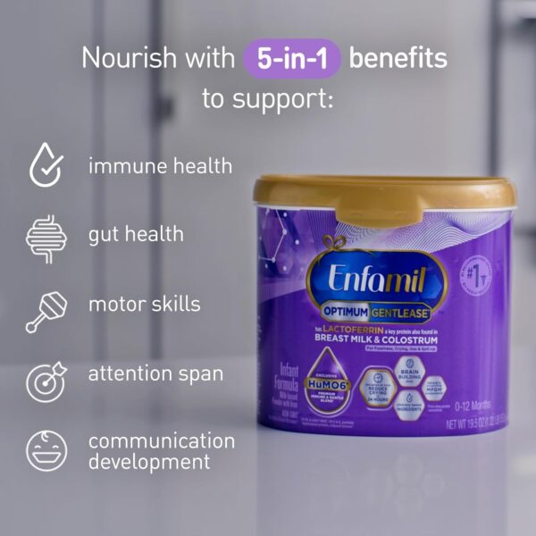 Enfamil Optimum (Enspire) Gentlease, Our Closest Formula to Breast Milk, Immune-Supporting Lactoferrin and Brain-Supporting DHA Baby Formula - Powder 19.5 Oz Tub : Baby - Image 19