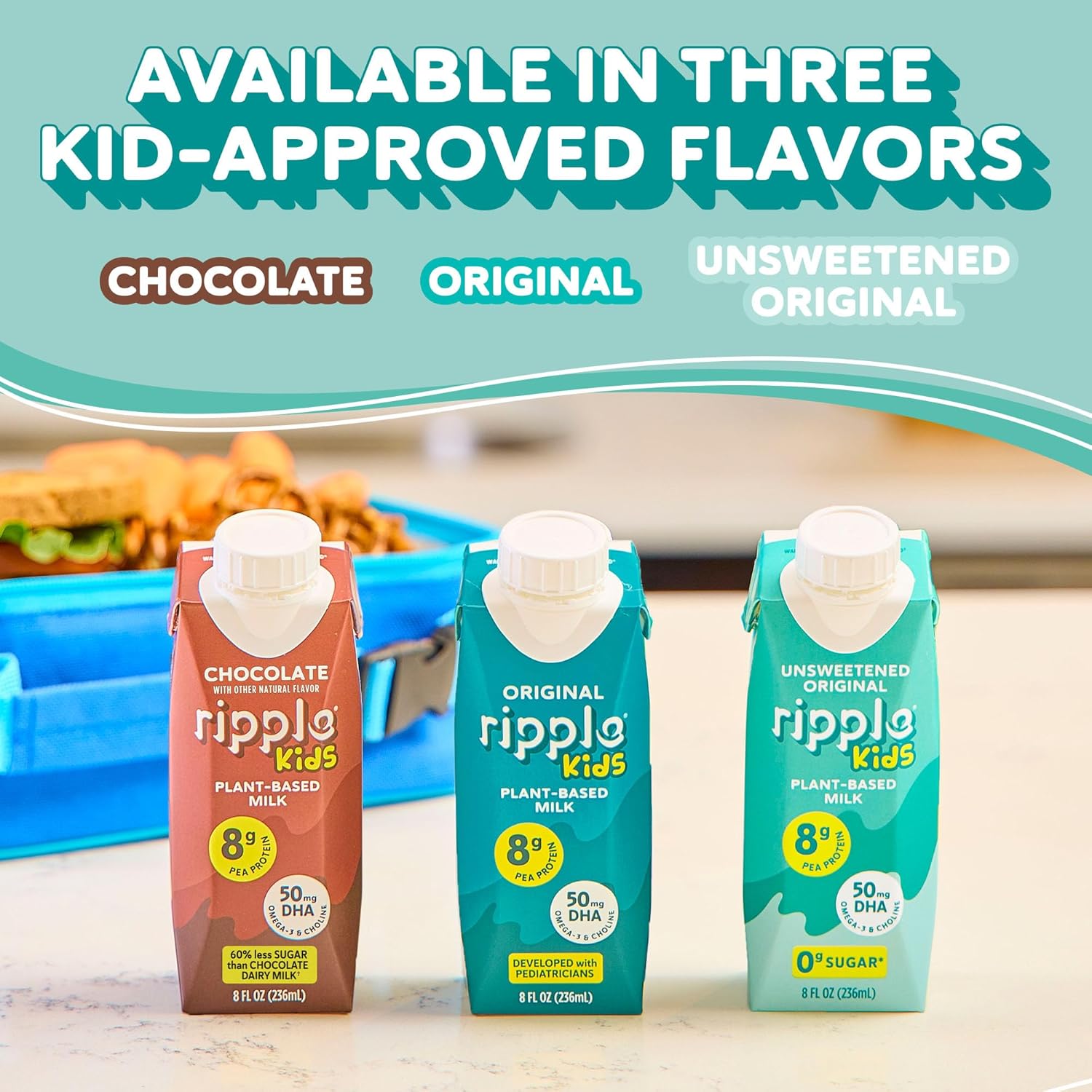 Ripple Kids Unsweetened Plant Based Milk | Pediatrician Recommended | 8g Pea Protein | Shelf Stable | Vegan & Non GMO Certififed | Dairy, Soy, Nut, Gluten, and Lactose Free | 8 Fl Oz (Pack of 12) : Grocery & Gourmet Food - Image 6