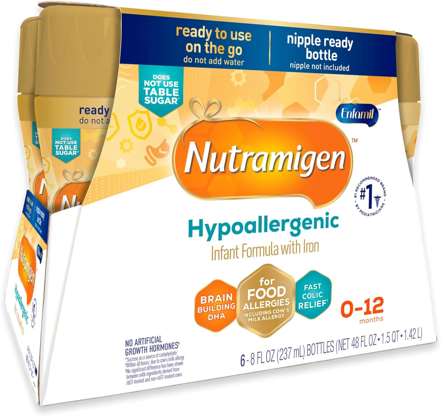 Enfamil Nutramigen Baby Formula, Hypoallergenic and Lactose Free Formula with Enflora LGG, Fast Relief from Severe Crying and Colic, Ready to Use Bottle, 8 Fl Oz (6 Count) : Baby - Image 13