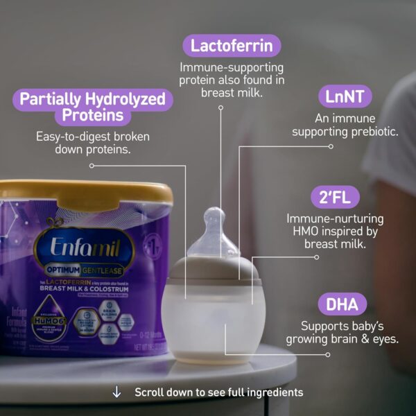 Enfamil Optimum (Enspire) Gentlease, Our Closest Formula to Breast Milk, Immune-Supporting Lactoferrin and Brain-Supporting DHA Baby Formula - Powder 19.5 Oz Tub : Baby - Image 17