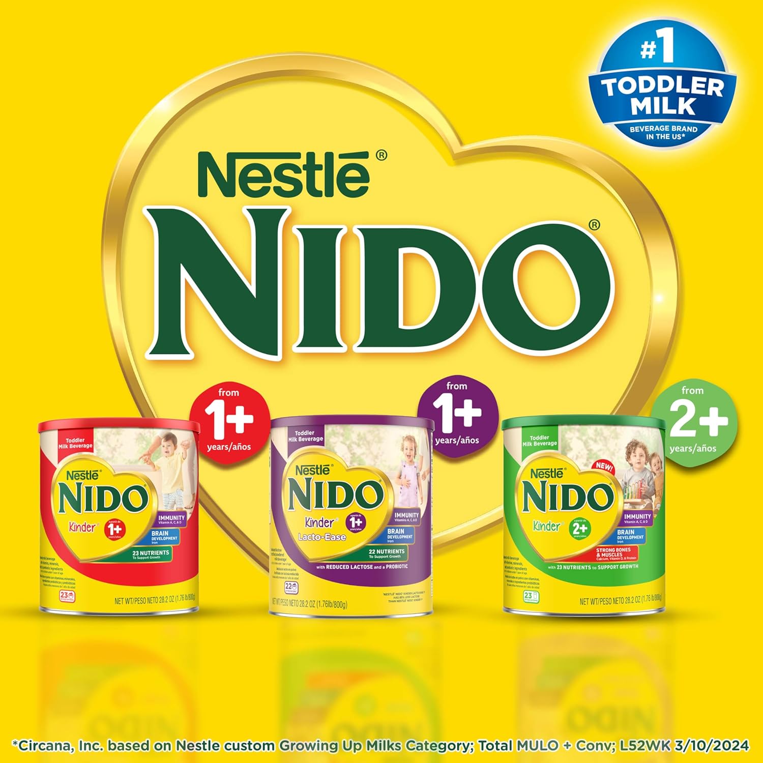 Nestlé NIDO Lacto-Ease Toddler Milk Beverage Powder Mix, Reduced Lactose, Toddler Nutritional Drink, Powdered Milk for Toddlers, 22 Servings per Container, 132 Total Servings, 6 Pack - Image 7