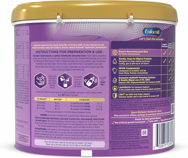 Enfamil Optimum (Enspire) Gentlease, Our Closest Formula to Breast Milk, Immune-Supporting Lactoferrin and Brain-Supporting DHA Baby Formula - Powder 19.5 Oz Tub : Baby - Image 23