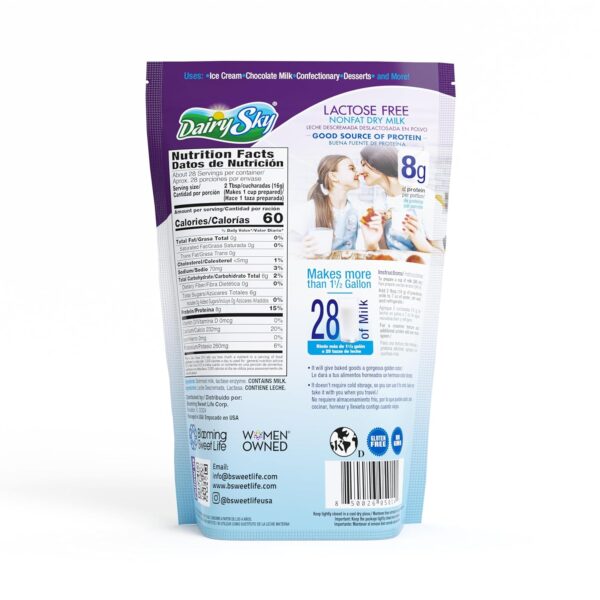 DairySky Lactose Free Milk Powder 16 Oz - Non GMO Fat Free Powdered Milk for Baking & Coffee, Kosher with Protein & Calcium, Great Substitute for Liquid Milk, RBST Hormone - Free - 1 Pack : Grocery & Gourmet Food - Image 16