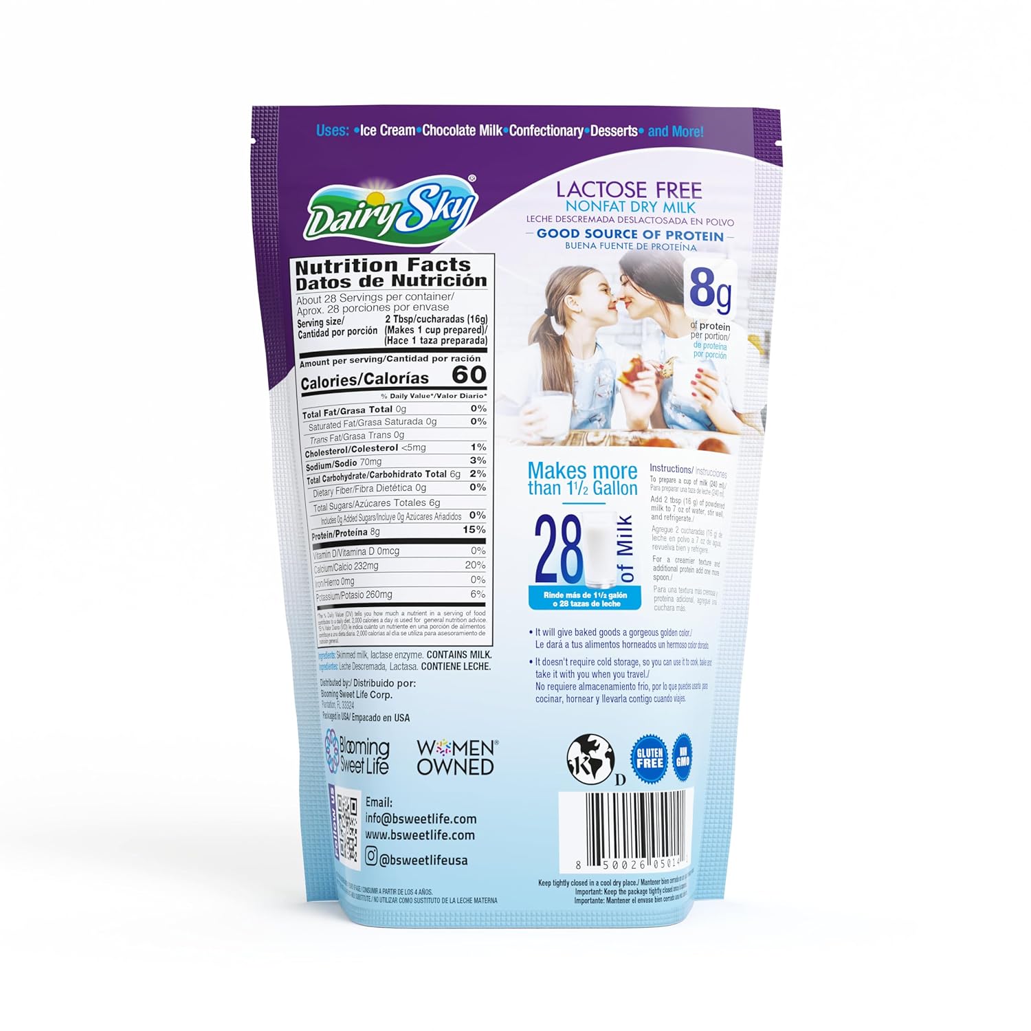 DairySky Lactose Free Milk Powder 16 Oz - Non GMO Fat Free Powdered Milk for Baking & Coffee, Kosher with Protein & Calcium, Great Substitute for Liquid Milk, RBST Hormone - Free - 1 Pack : Grocery & Gourmet Food - Image 8