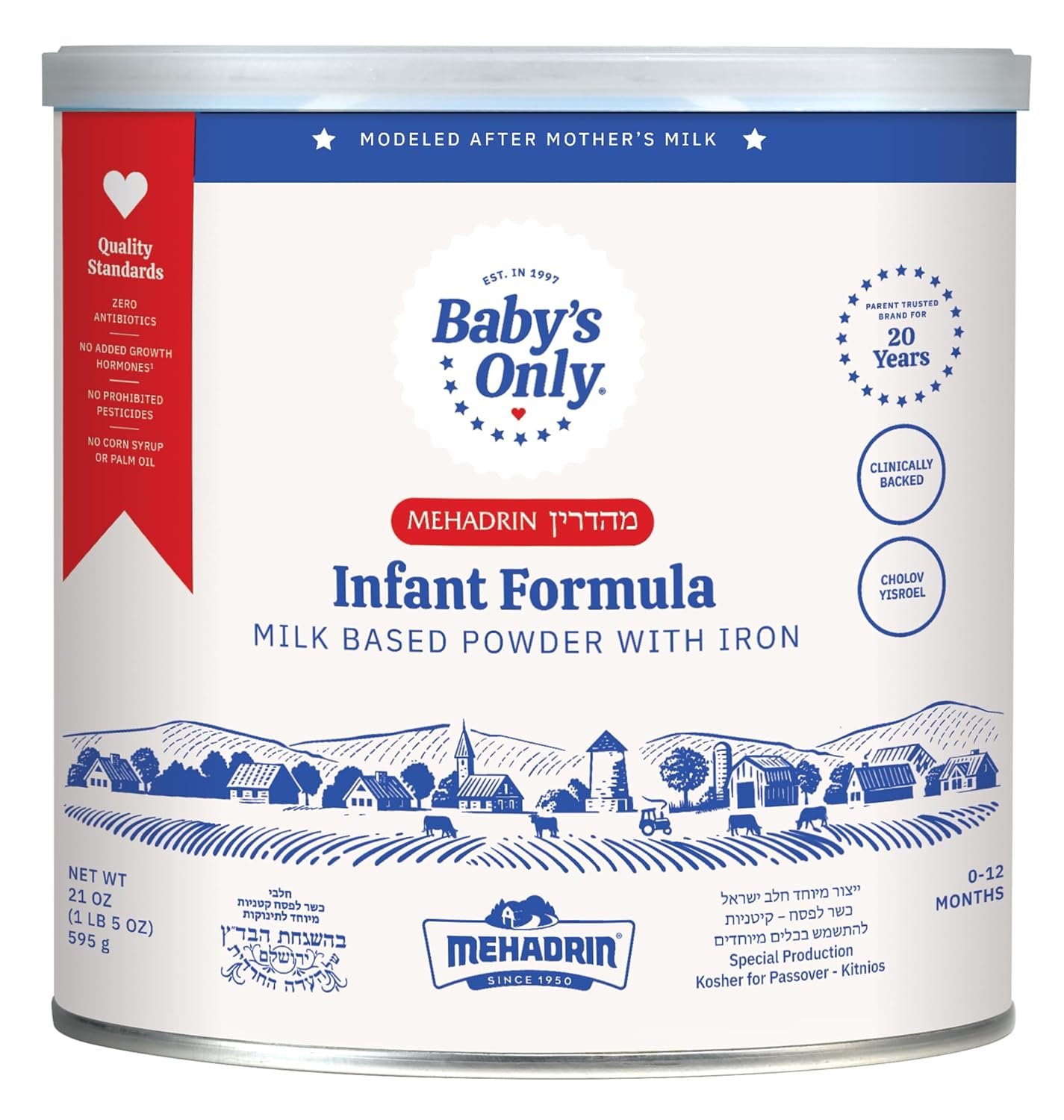 Baby's Only Complete Nutrition Infant Formula, Milk Based Powder with Iron, Modeled After Mother’s Milk, Iron, Choline, Vitamin D, Baby Formula for Newborn to 12 Months Old Infant, 21 oz, 1 Pack : Baby