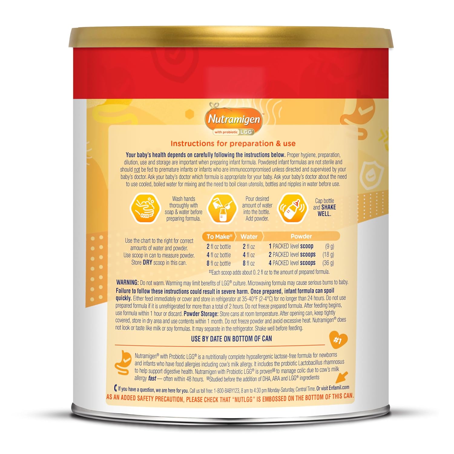 Enfamil Nutramigen Hypoallergenic Baby Formula with Iron, Lactose Free, Colic Relief from Cow's Milk Allergy Starts in 24 Hours, Brain Building DHA, Probiotic LGG for Immune Support, 27.8 Oz Can - Image 11