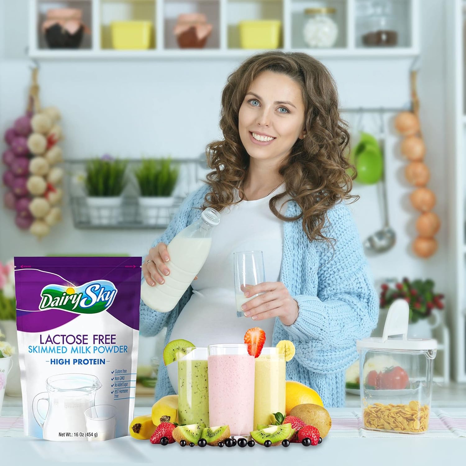 DairySky Lactose Free Milk Powder 16 Oz - Non GMO Fat Free Powdered Milk for Baking & Coffee, Kosher with Protein & Calcium, Great Substitute for Liquid Milk, RBST Hormone - Free - 1 Pack : Grocery & Gourmet Food - Image 6