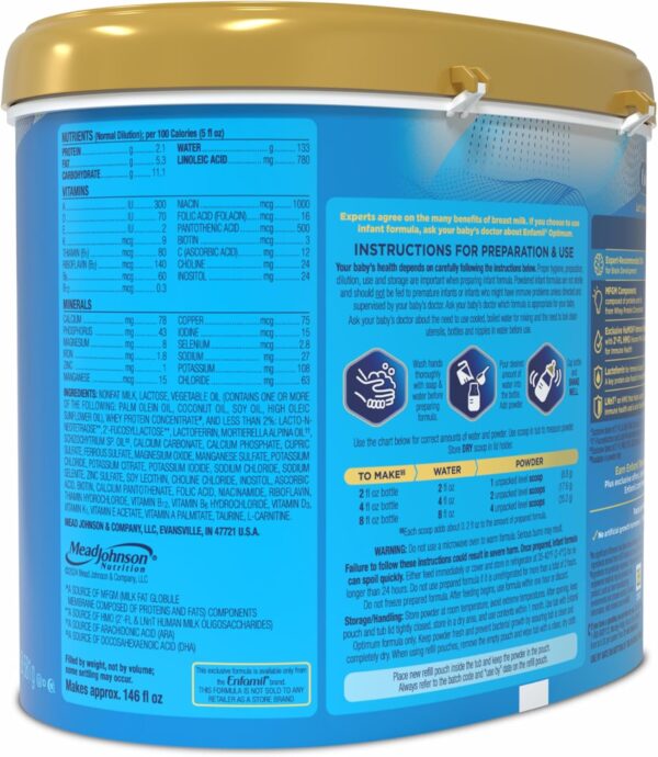 Enfamil Optimum (Enspire), Our Closest Formula to Breast Milk, Immune-Supporting Lactoferrin and Brain-Supporting DHA Baby Formula, Powder 20.5 Oz Tub - Image 22