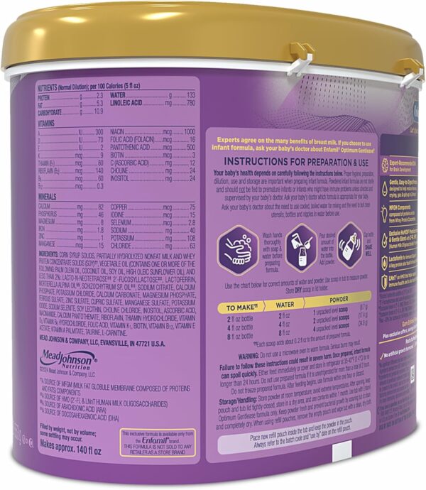 Enfamil Optimum (Enspire) Gentlease, Our Closest Formula to Breast Milk, Immune-Supporting Lactoferrin and Brain-Supporting DHA Baby Formula - Powder 19.5 Oz Tub : Baby - Image 24