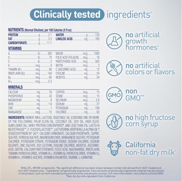 Enfamil Optimum (Enspire), Our Closest Formula to Breast Milk, Immune-Supporting Lactoferrin and Brain-Supporting DHA Baby Formula, Powder 20.5 Oz Tub - Image 8