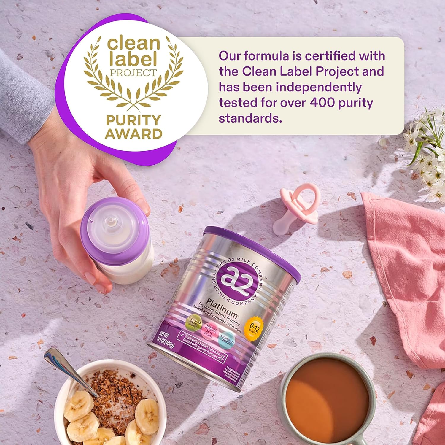 a2 Platinum® Premium Infant Formula for Babies Ages 0-12 Months, Whole Milk Powder-Based Formula with Iron, Nutritionally Complete, Made with Pure and Natural a2 Milk®, 31.7- oz Can : Baby - Image 3