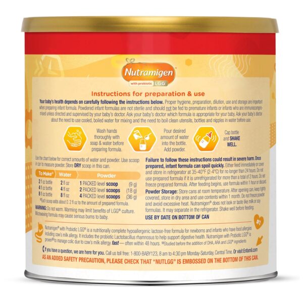 Enfamil Nutramigen Baby Formula, Hypoallergenic and Lactose Free Formula with Enflora LGG, Fast Relief from Severe Crying and Colic, Powder Can, 19.8 Oz (Pack of 1) - Image 12